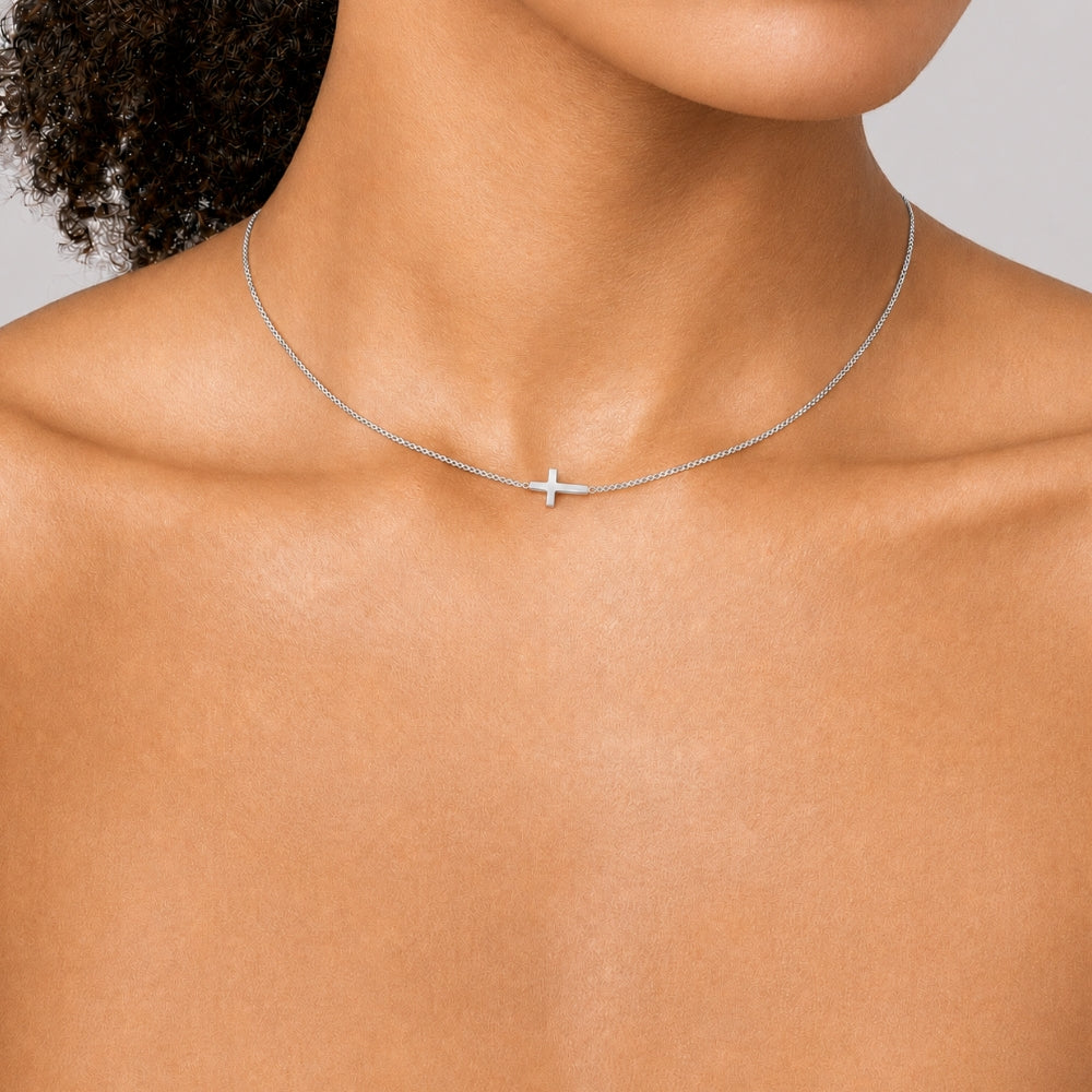 Sideways Cross Necklace, view 4