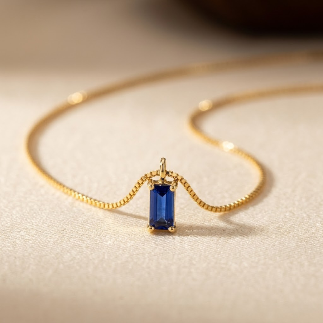 Blue Stone Pendant Necklace, view 2