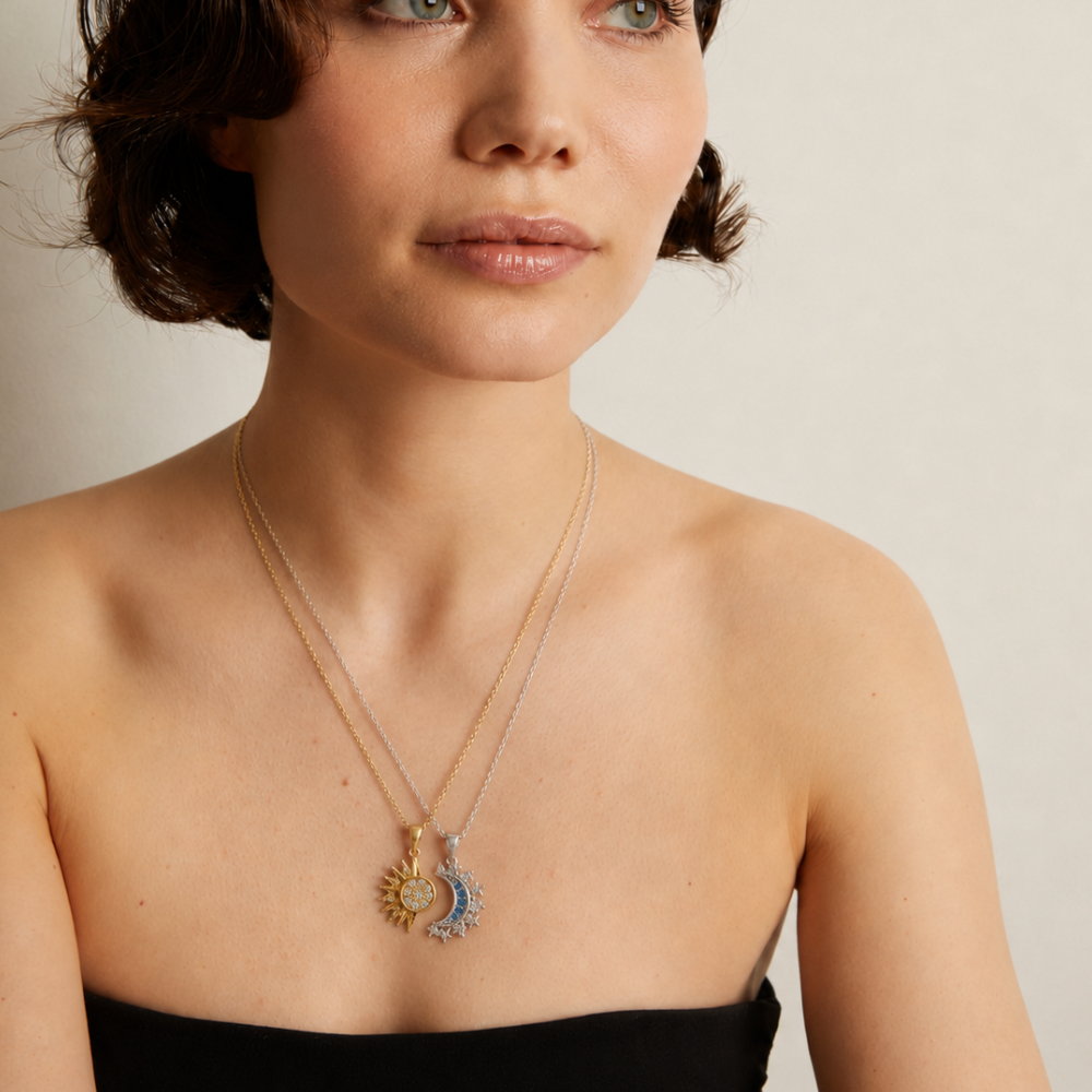 Sun and Moon Necklace Set, view 2