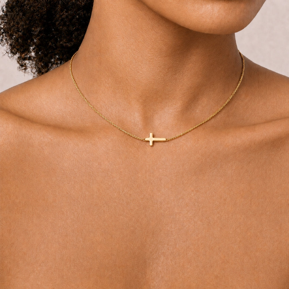 Sideways Cross Necklace, view 2
