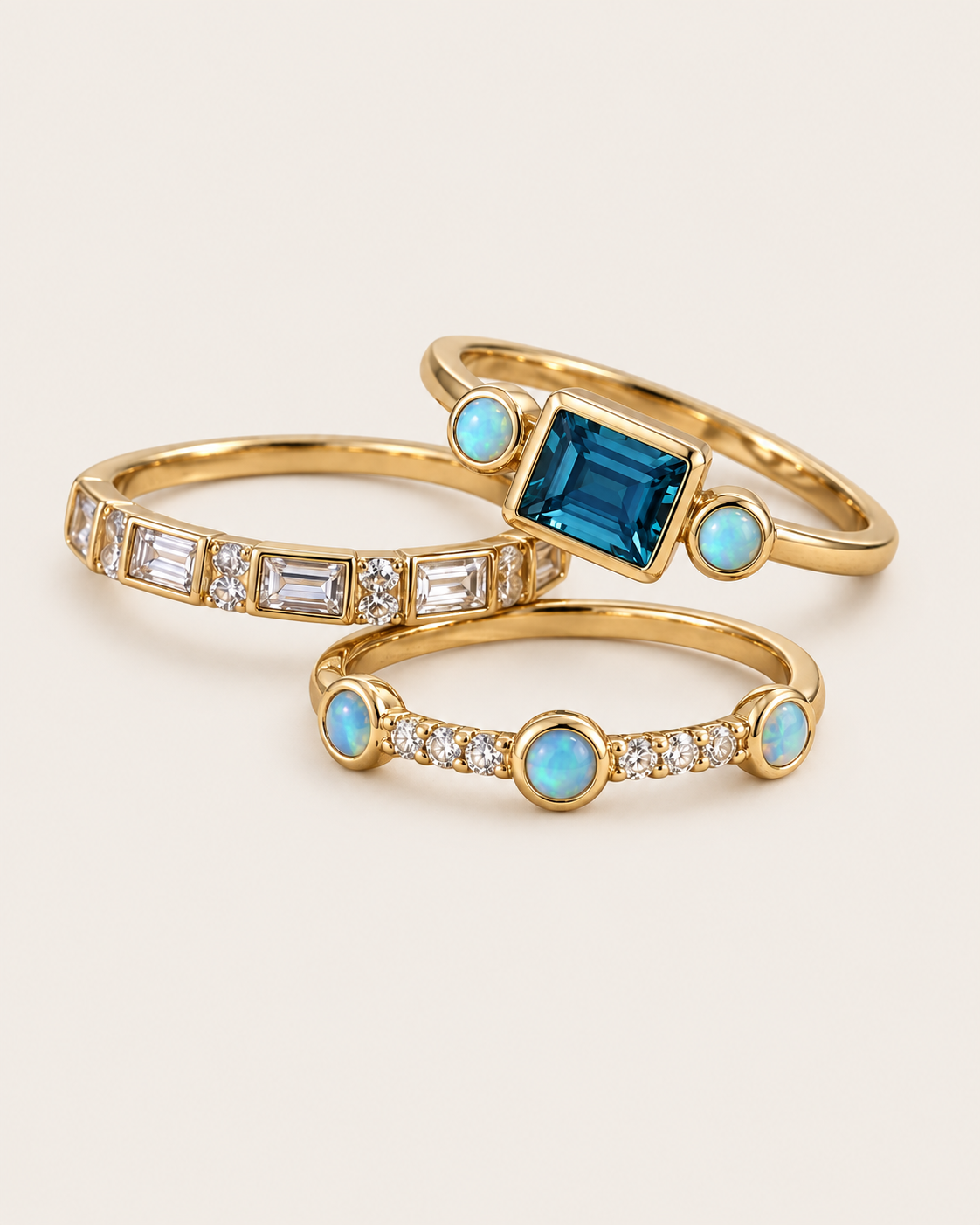 Blue Stone Ring Set