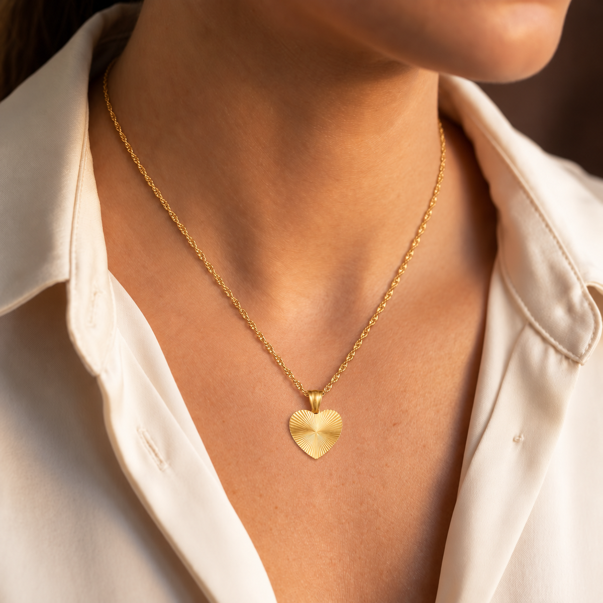 Fluted Heart Necklace