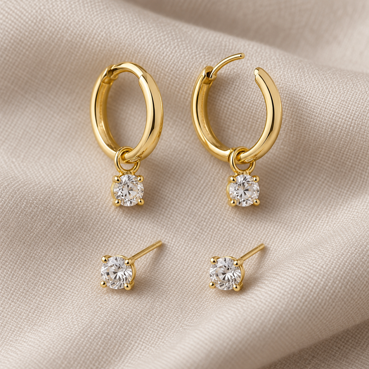 Crystal Hoop Stud Set