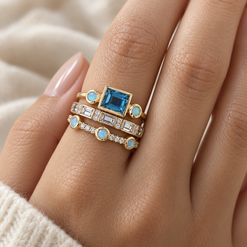 Blue Stone Ring Set
