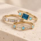 Blue Stone Ring Set