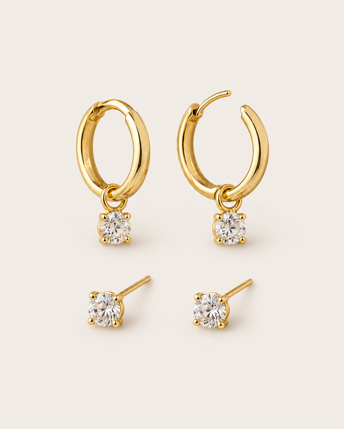 Crystal Hoop Stud Set