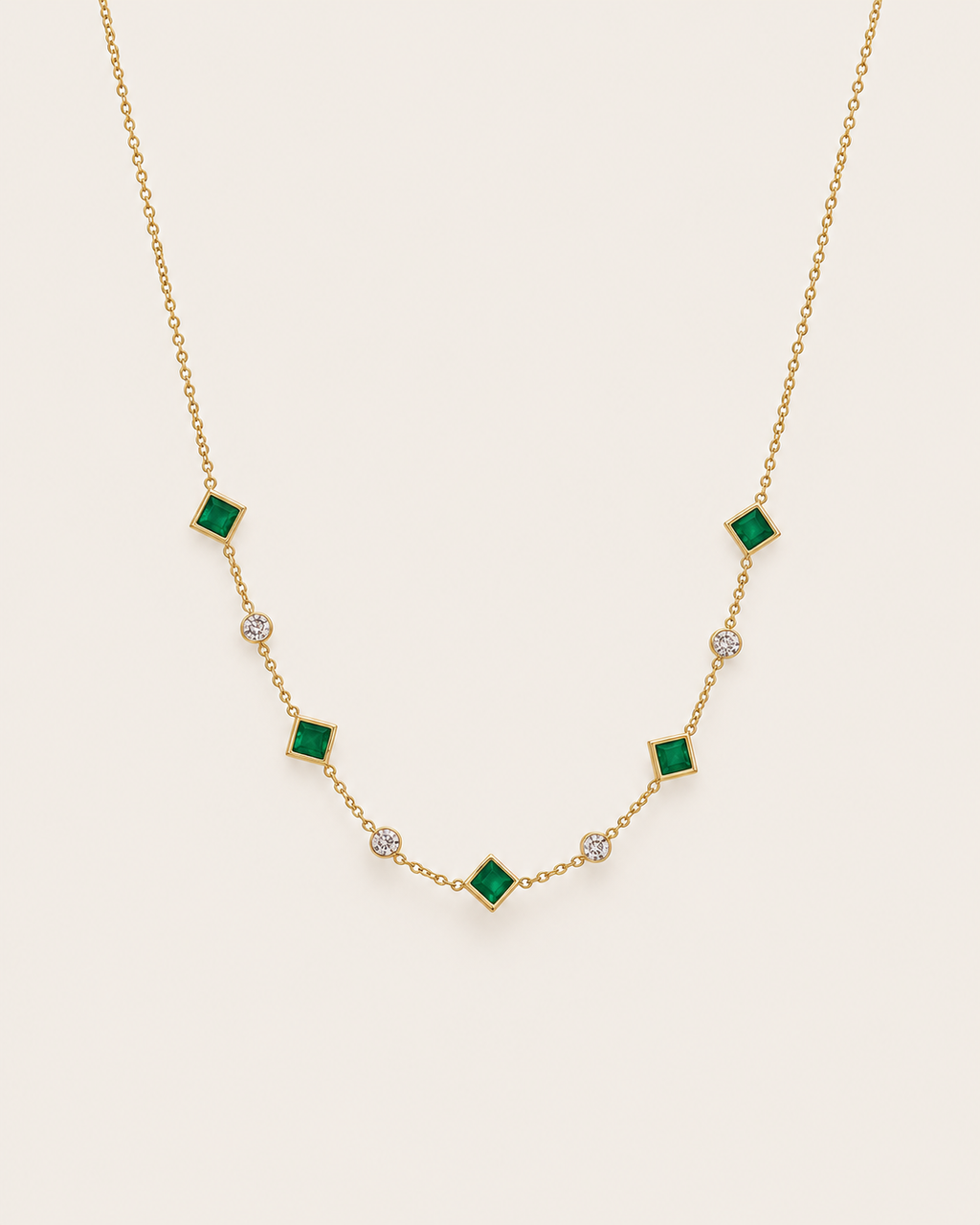 Green Stone Station Necklace