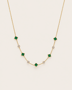 Green Stone Station Necklace