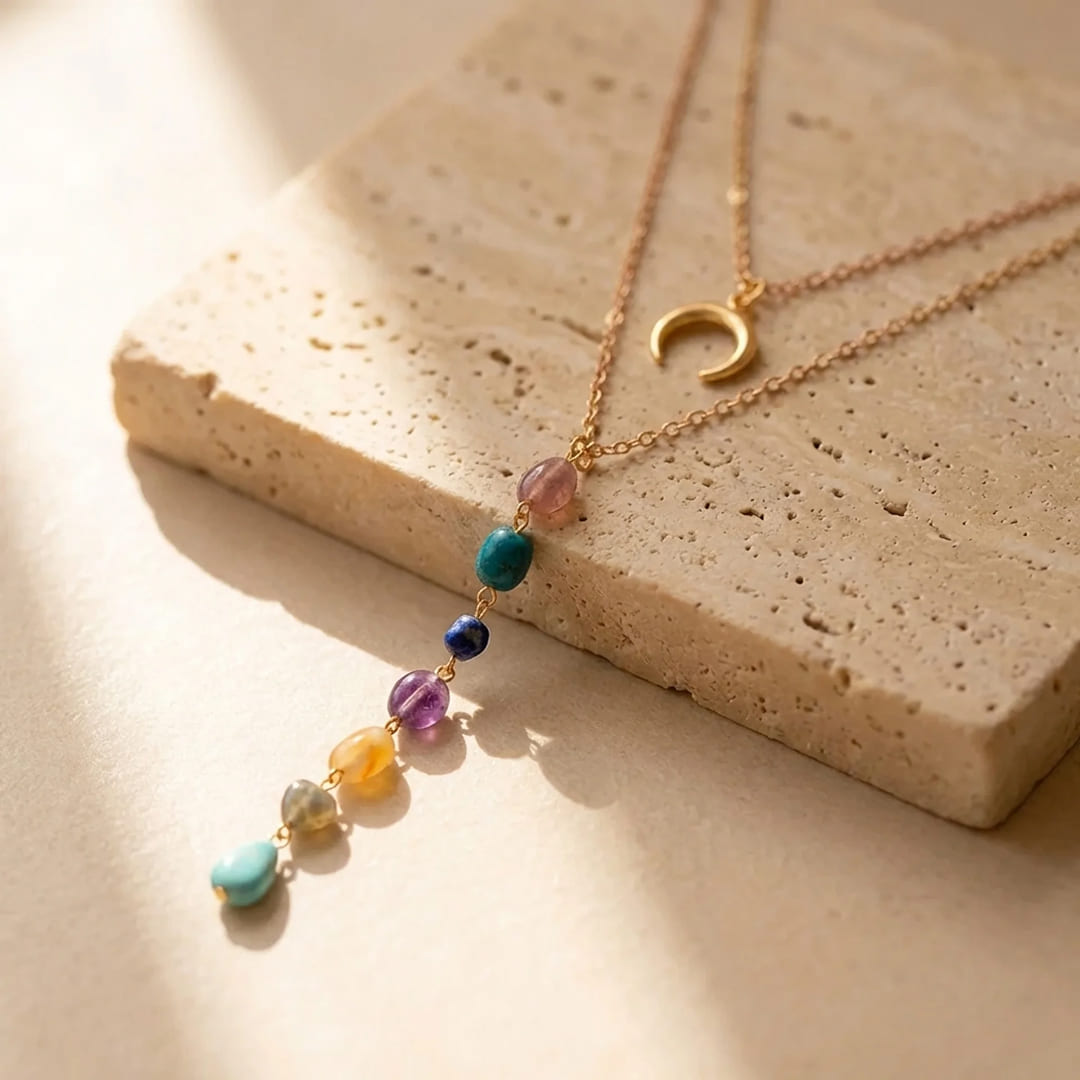 Seven Stone Drop Necklace