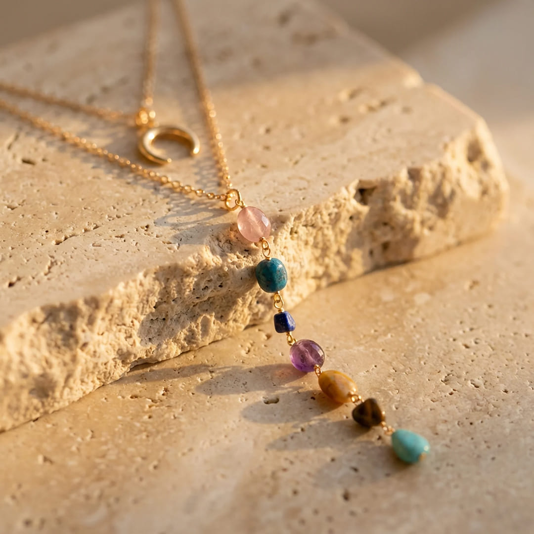 Seven Stone Drop Necklace, view 3