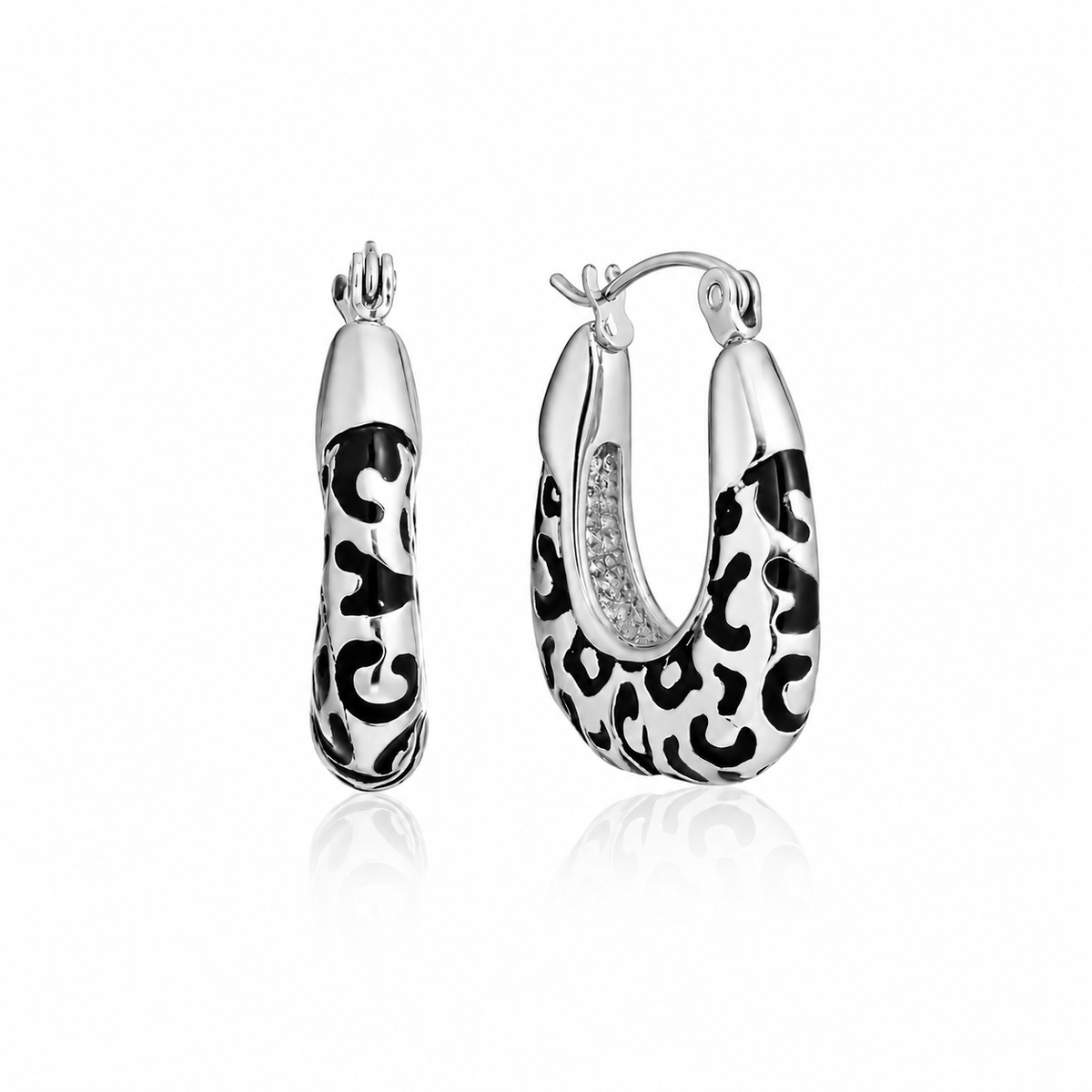 Leopard Print Hoops, view 4