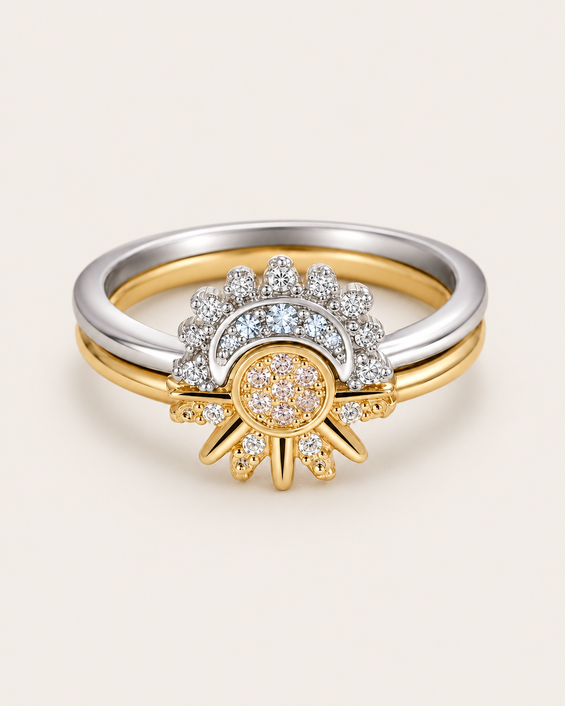 Sun and Moon Ring Set