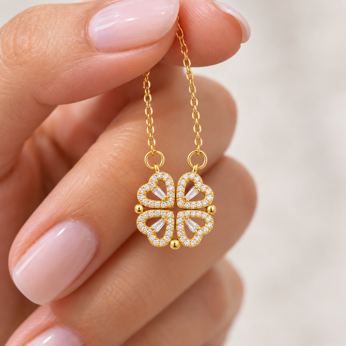 Four Heart Clover Necklace, view 4