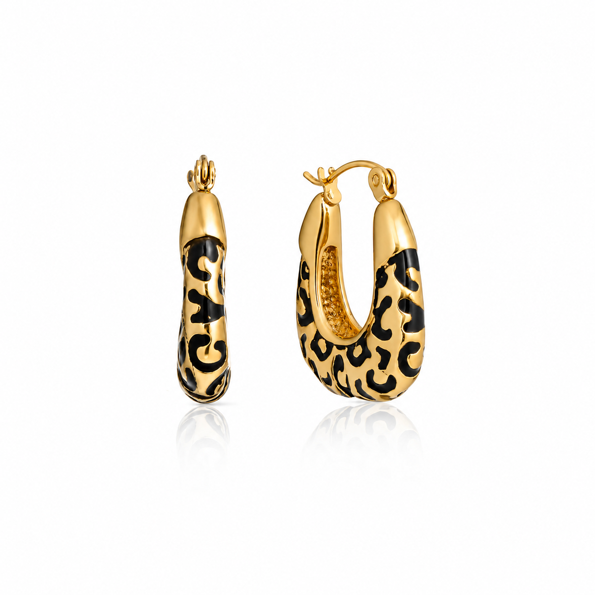 Leopard Print Hoops, view 3