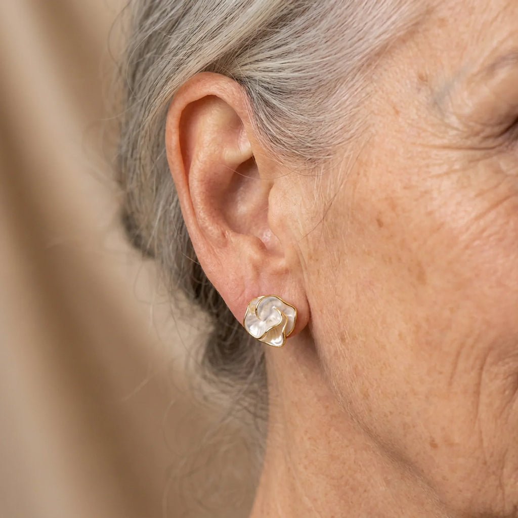 Clear Petal Studs, view 2