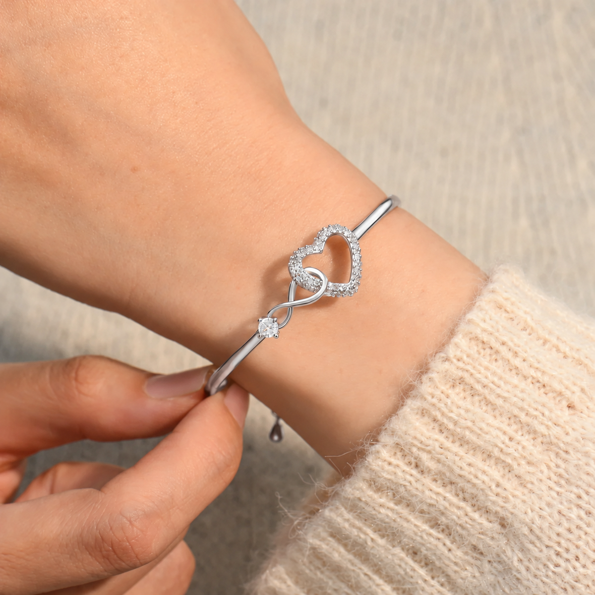 Infinity Heart Bangle, view 6