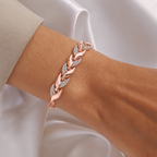 Fishtail Chain Bracelet in rose gold, worn on the wrist
